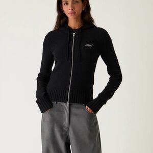 Kith Women Faryn Hooded Zip Sweater Small Black